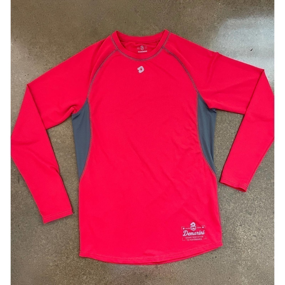 Demarini Baseball Game Day Long Sleeve Shirt Red Gray - Small